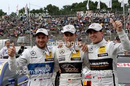 3rd Gary Paffett (GBR) ART Grand Prix Mercedes-AMG C63 DTM, 1st Pascal Wehrlein (GER) HWA AG Mercedes-AMG C63 DTM, 2nd Robert Wickens (CAN) HWA AG Mercedes-AMG C63 DTM 27.06.2015, DTM Round 3, Norisring, Germany, Race 1, Saturday.