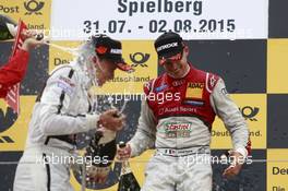 Podium, Pascal Wehrlein (GER) HWA AG Mercedes-AMG C63 DTM and Edoardo Mortara (ITA) Audi Sport Team Abt Audi RS 5 DTM 01.08.2015, DTM Round 5, Red Bull Ring, Spielberg, Austria, Race 1, Saturday.