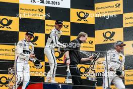 Podium, 2nd Marco Wittmann (GER) BMW Team RMG BMW M4 DTM, 1st Pascal Wehrlein (GER) HWA AG Mercedes-AMG C63 DTM, 3rd Bruno Spengler (CAN) BMW Team MTEK BMW M4 DTM 29.08.2015, DTM Round 6, Moscow Raceway, Russia, Friday.