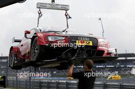 The car of Miguel Molina (ESP) Audi Sport Team Abt Audi RS 5 DTM after the crash 26.09.2015, DTM Round 8, Nürburgring, Germany, Saturday, Race 1.