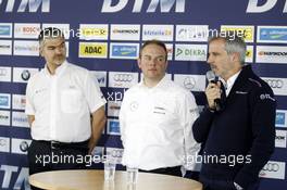 Dieter Gass (GER) Ullrich Fritz (GER) HWA AG, Jens Marquardt (GER) BMW Motorsport Director at the DTM Media Day 13.04.2015, DTM Test, Motorsport Arena Oschersleben, Germany, Monday.