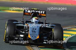 Sergio Perez (MEX) Sahara Force India F1 VJM08. 13.03.2015. Formula 1 World Championship, Rd 1, Australian Grand Prix, Albert Park, Melbourne, Australia, Practice Day.