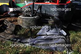 The damaged McLaren MP4-30 of Kevin Magnussen (DEN) McLaren after he crashed in the second practice session. 13.03.2015. Formula 1 World Championship, Rd 1, Australian Grand Prix, Albert Park, Melbourne, Australia, Practice Day.