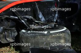 The damaged McLaren MP4-30 of Kevin Magnussen (DEN) McLaren after he crashed in the second practice session. 13.03.2015. Formula 1 World Championship, Rd 1, Australian Grand Prix, Albert Park, Melbourne, Australia, Practice Day.