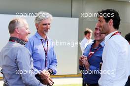 (L to R): Johnny Herbert (GBR) Sky Sports F1 Presenter with Damon Hill (GBR) Sky Sports Presenter and Mark Webber (AUS) Porsche Team WEC Driver. 14.03.2015. Formula 1 World Championship, Rd 1, Australian Grand Prix, Albert Park, Melbourne, Australia, Qualifying Day.