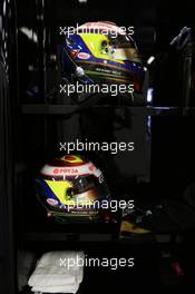 Pastor Maldonado (VEN) Lotus F1 Team helmets. 14.03.2015. Formula 1 World Championship, Rd 1, Australian Grand Prix, Albert Park, Melbourne, Australia, Qualifying Day.