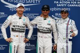 Pole for Lewis Hamilton (GBR) Mercedes AMG F1, 2nd for Nico Rosberg (GER) Mercedes AMG F1 and 3rd for Felipe Massa (BRA) Williams. 14.03.2015. Formula 1 World Championship, Rd 1, Australian Grand Prix, Albert Park, Melbourne, Australia, Qualifying Day.