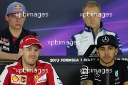 Sebastian Vettel (GER), Scuderia Ferrari and Lewis Hamilton (GBR), Mercedes AMG F1 Team  12.03.2015. Formula 1 World Championship, Rd 1, Australian Grand Prix, Albert Park, Melbourne, Australia, Preparation Day.