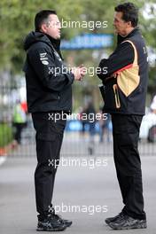 Eric Boullier (FRA), McLaren F1 Team  and Federico Gastaldi (ARG), Team Manager, Lotus F1 Team  12.03.2015. Formula 1 World Championship, Rd 1, Australian Grand Prix, Albert Park, Melbourne, Australia, Preparation Day.