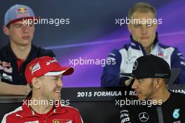 Sebastian Vettel (GER), Scuderia Ferrari and Lewis Hamilton (GBR), Mercedes AMG F1 Team  12.03.2015. Formula 1 World Championship, Rd 1, Australian Grand Prix, Albert Park, Melbourne, Australia, Preparation Day.