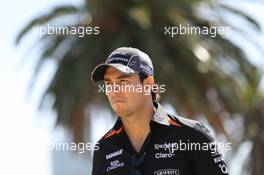 Sergio Perez (MEX) Sahara Force India F1 Team. 10.03.2015. Formula 1 World Championship, Rd 1, Australian Grand Prix, Albert Park, Melbourne, Australia, Preparation Day.