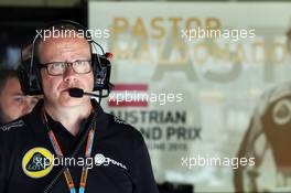 Mark Slade (GBR) Lotus F1 Team Race Engineer. 19.06.2015. Formula 1 World Championship, Rd 8, Austrian Grand Prix, Spielberg, Austria, Practice Day.