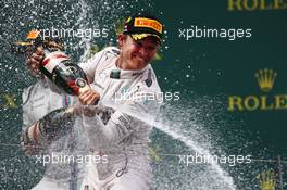 Race winner Nico Rosberg (GER) Mercedes AMG F1 celebrates on the podium. 21.06.2015. Formula 1 World Championship, Rd 8, Austrian Grand Prix, Spielberg, Austria, Race Day.