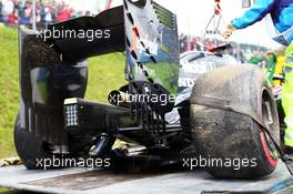 The damaged McLaren MP4-30 of Fernando Alonso (ESP) McLaren. 21.06.2015. Formula 1 World Championship, Rd 8, Austrian Grand Prix, Spielberg, Austria, Race Day.