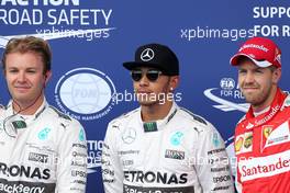 Nico Rosberg (GER), Mercedes AMG F1 Team, Lewis Hamilton (GBR), Mercedes AMG F1 Team, Sebastian Vettel (GER), Scuderia Ferrari  20.06.2015. Formula 1 World Championship, Rd 8, Austrian Grand Prix, Spielberg, Austria, Qualifying Day.