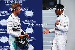 (L to R): second placed Nico Rosberg (GER) Mercedes AMG F1 with team mate Lewis Hamilton (GBR) Mercedes AMG F1, who took pole position. 20.06.2015. Formula 1 World Championship, Rd 8, Austrian Grand Prix, Spielberg, Austria, Qualifying Day.