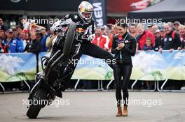 Chris Pfeiffer (GER) Motorbike Stunt Rider. 20.06.2015. Formula 1 World Championship, Rd 8, Austrian Grand Prix, Spielberg, Austria, Qualifying Day.