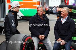 (L to R): Nico Hulkenberg (GER) Sahara Force India F1 with Martin Brundle (GBR) Sky Sports Commentator and Johnny Herbert (GBR) Sky Sports F1 Presenter. 20.06.2015. Formula 1 World Championship, Rd 8, Austrian Grand Prix, Spielberg, Austria, Qualifying Day.