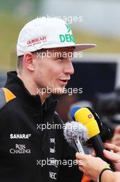 Nico Hulkenberg (GER) Sahara Force India F1 with the media. 18.06.2015. Formula 1 World Championship, Rd 8, Austrian Grand Prix, Spielberg, Austria, Preparation Day.