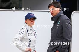 (L to R): Susie Wolff (GBR) Williams Development Driver with husband Toto Wolff (GER) Mercedes AMG F1 Shareholder and Executive Director. 23.06.2015. Formula 1 Testing, Day One, Spielberg, Austria, Tuesday.