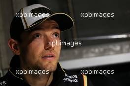 Jolyon Palmer (GBR) Lotus F1 Team Test and Reserve Driver with the media. 20.02.2015. Formula One Testing, Day Two, Barcelona, Spain.
