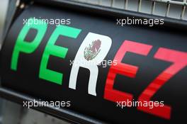 A pit board for Sergio Perez (MEX) Sahara Force India F1. 20.02.2015. Formula One Testing, Day Two, Barcelona, Spain.
