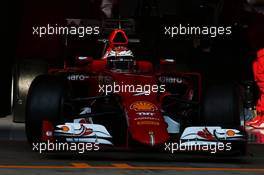 Kimi Raikkonen (FIN) Ferrari SF15-T leaves the pits. 20.02.2015. Formula One Testing, Day Two, Barcelona, Spain.