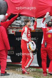 Sebastian Vettel (GER) Ferrari SF15-T spins off the circuit. 21.02.2015. Formula One Testing, Day Three, Barcelona, Spain.