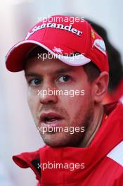 Sebastian Vettel (GER) Ferrari with the media. 21.02.2015. Formula One Testing, Day Three, Barcelona, Spain.