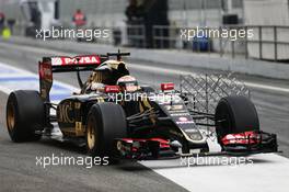 Pastor Maldonado (VEN) Lotus F1 E23 running with sensor equipment. 21.02.2015. Formula One Testing, Day Three, Barcelona, Spain.