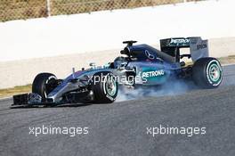 Nico Rosberg (GER) Mercedes AMG F1 W06 spins off the circuit. 22.02.2015. Formula One Testing, Day Four, Barcelona, Spain.