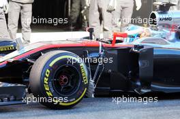 Fernando Alonso (ESP) McLaren MP4-30 running sensor equipment. 22.02.2015. Formula One Testing, Day Four, Barcelona, Spain.