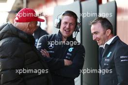 Niki Lauda (AUT) Mercedes Non-Executive Chairman (Left) with Paddy Lowe (GBR) Mercedes AMG F1 Executive Director (Technical) (Right). 19.02.2015. Formula One Testing, Day One, Barcelona, Spain.
