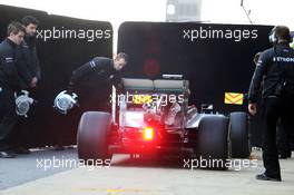 Lewis Hamilton (GBR) Mercedes AMG F1 W06 in the pits. 19.02.2015. Formula One Testing, Day One, Barcelona, Spain.