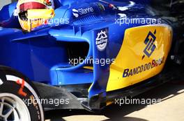 Felipe Nasr (BRA) Sauber C34 sidepod detail. 19.02.2015. Formula One Testing, Day One, Barcelona, Spain.