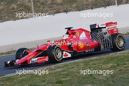 Sebastian Vettel (GER) Ferrari SF15-T running sensor equipment. 27.02.2015. Formula One Testing, Day Two, Barcelona, Spain.