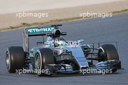 Nico Rosberg (GER) Mercedes AMG F1 W06 running sensor equipment. 27.02.2015. Formula One Testing, Day Two, Barcelona, Spain.