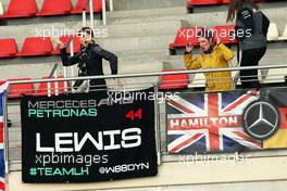 Lewis Hamilton (GBR) Mercedes AMG F1 fans and flags. 27.02.2015. Formula One Testing, Day Two, Barcelona, Spain.
