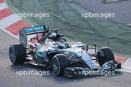 Nico Rosberg (GER) Mercedes AMG F1 W06 running sensor equipment. 27.02.2015. Formula One Testing, Day Two, Barcelona, Spain.