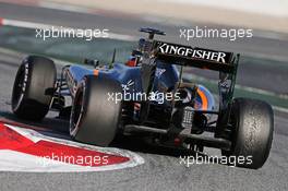 Nico Hulkenberg (GER) Sahara Force India F1 VJM08. 27.02.2015. Formula One Testing, Day Two, Barcelona, Spain.