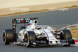 Valtteri Bottas (FIN) Williams FW37 running sensor equipment. 27.02.2015. Formula One Testing, Day Two, Barcelona, Spain.