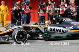 Nico Hulkenberg (GER) Sahara Force India F1 VJM08. 27.02.2015. Formula One Testing, Day Two, Barcelona, Spain.