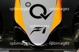 Sahara Force India F1 VJM08 nosecone. 27.02.2015. Formula One Testing, Day Two, Barcelona, Spain.