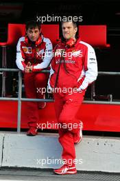 (L to R): Toni Cuquerella (ESP) Ferrari Lead Engineer with James Allison (GBR) Ferrari Chassis Technical Director. 28.02.2015. Formula One Testing, Day Three, Barcelona, Spain.