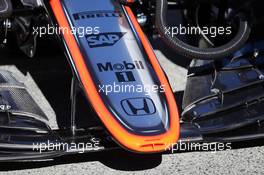 McLaren MP4-30 nosecone. 28.02.2015. Formula One Testing, Day Three, Barcelona, Spain.