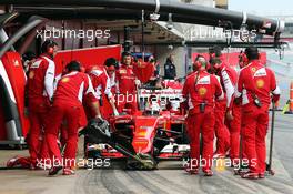 Sebastian Vettel (GER) Ferrari SF15-T in the pits. 01.03.2015. Formula One Testing, Day Four, Barcelona, Spain.