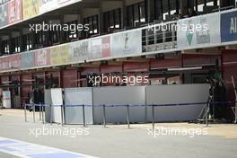 Barriers up outside the Williams pit garage. 01.03.2015. Formula One Testing, Day Four, Barcelona, Spain.
