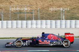 Max Verstappen (NLD) Scuderia Toro Rosso STR10 running sensor equipment. 01.03.2015. Formula One Testing, Day Four, Barcelona, Spain.