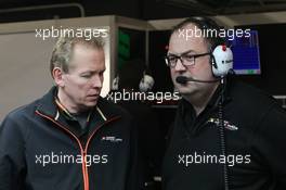 (L to R): Andrew Green (GBR) Sahara Force India F1 Team Technical Director with Tom McCullough (GBR) Sahara Force India F1 Team Chief Engineer. 01.03.2015. Formula One Testing, Day Four, Barcelona, Spain.