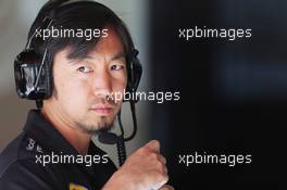 Ayao Komatsu (JPN) Lotus F1 Team Race Engineer. 13.05.2015. Formula 1 Testing, Day Two, Barcelona, Spain, Wednesday.